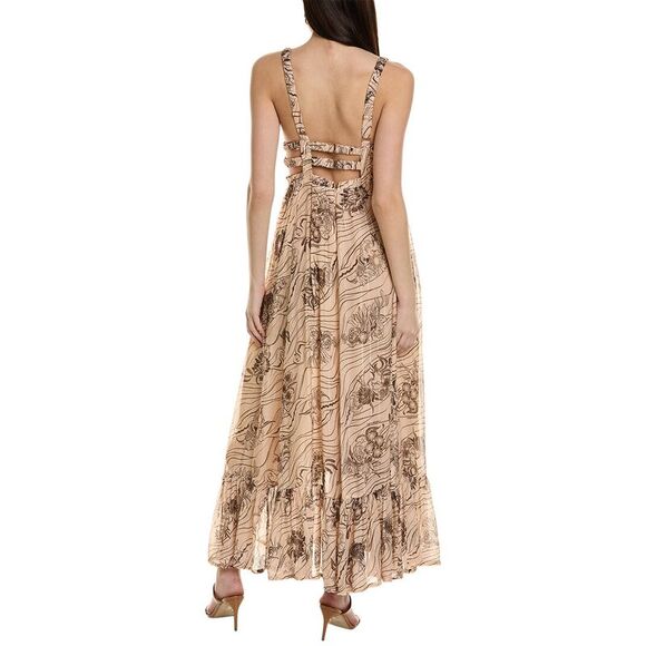 Sabina Musayev Womens  Fiorello Silk-Blend Maxi Dress, Brown - Picture 2 of 3